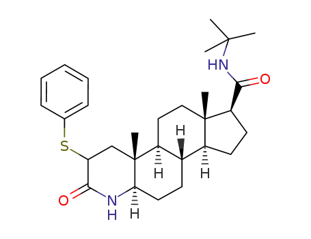 Molecular Structure of 684215-49-4 (N-tert-butyl-2-phenylsulfenyl-3-oxo-4-aza-5α-androstane-17β-carboxamide)