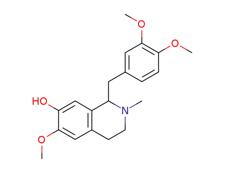Molecular Structure of 5977-85-5 (1-[(3,4-dimethoxyphenyl)methyl]-6-methoxy-2-methyl-3,4-dihydro-1H-isoq uinolin-7-ol)