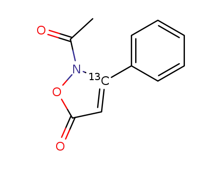 Molecular Structure of 267877-42-9 (2-acetyl-3-phenyl[3-13C]isoxazol-5(2H)-one)