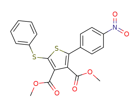 Molecular Structure of 85013-62-3 (2-(4-Nitro-phenyl)-5-phenylsulfanyl-thiophene-3,4-dicarboxylic acid dimethyl ester)