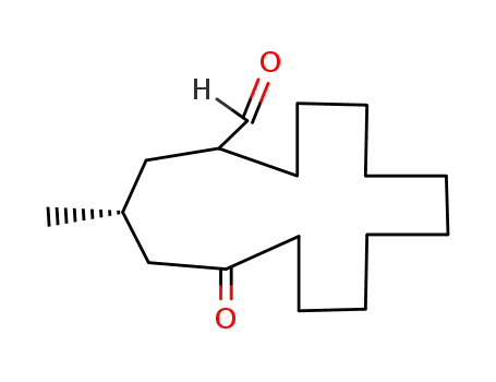 Molecular Structure of 119708-23-5 ((3R)-3-methyl-5-oxocyclopentadecanecarboxaldehyde)