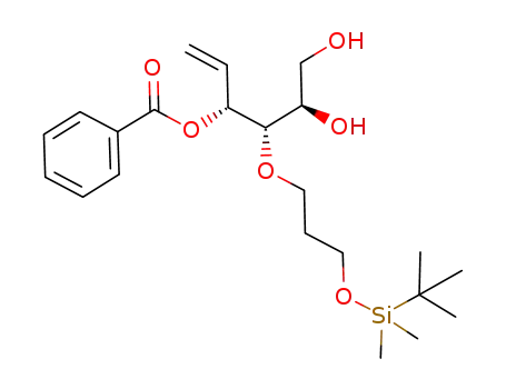 Molecular Structure of 794516-09-9 ((2R,3S,4R)-4-benzoyloxy-3-[3-(tert-butyldimethylsilyloxy)propoxy]hex-5-ene-1,2-diol)