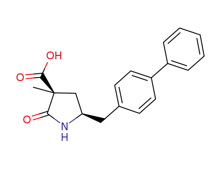 Molecular Structure of 1038925-09-5 ((3S,5R)-5-biphenyl-4-ylmethyl-3-methyl-2-oxopyrrolidine-3-carboxylic acid)
