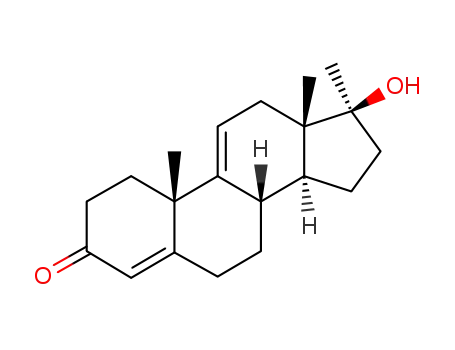 Molecular Structure of 1039-17-4 (17beta-Hydroxy-17-methylandrosta-4,9(11)-dien-3-one)