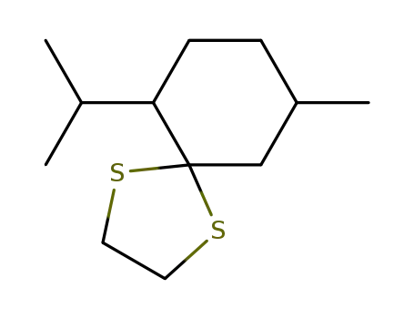 Molecular Structure of 20137-75-1 (1,4-Dithiaspiro[4.5]decane, 9-methyl-6-(1-methylethyl)-)
