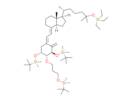 Molecular Structure of 933779-95-4 ((5Z,7E)-(1R,2R,3R)-1,3-bis(tert-butyldimethylsilyloxy)-2-(3-tert-butyldimethylsilyloxypropoxy)-25-triethylsilyloxy-9,10-secocholesta-5,7,10<sup>(19)</sup>-triene)