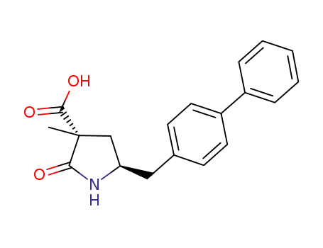 Molecular Structure of 1038925-08-4 ((3R,5R)-5-(biphenyl-4-yl)methyl-3-methyl-2-oxopyrrolidine-3-carboxylic acid)