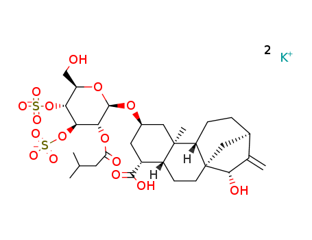 19-Norkaur-16-en-18-oic acid, 15-hydroxy-2-((2-O-(3-methyl-1-oxobutyl)-3,4-di-O-sulfo-beta-D-glucopyranosyl)oxy)-, dipotassium salt, (2beta,4alpha,15alpha)-