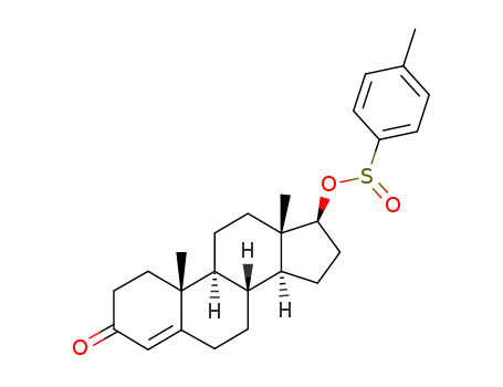 Molecular Structure of 81917-15-9 ((9S,10R,13S,14S)-10,13-dimethyl-3-oxo-2,3,6,7,8,9,10,11,12,13,14,15,16,17-tetradecahydro-1H-cyclopenta[a]phenanthren-17-yl 4-methylbenzenesulfinate)