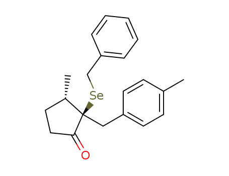 Molecular Structure of 116279-47-1 ((2R,3S)-2-Benzylselanyl-3-methyl-2-(4-methyl-benzyl)-cyclopentanone)
