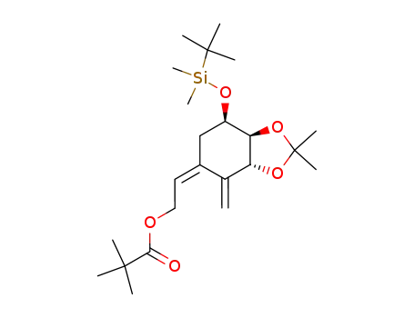 Molecular Structure of 342644-83-1 ([3R-(1Z,3β,4α,5α)]-2-[5-(1,1-dimethylethyl)dimethylsilyloxy-3,4-isopropylidenedioxy-2-methylenecyclohexylidene]ethyl trimethylacetate)