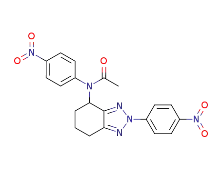 Molecular Structure of 74733-95-2 (N-(4-Nitro-phenyl)-N-[2-(4-nitro-phenyl)-4,5,6,7-tetrahydro-2H-benzotriazol-4-yl]-acetamide)