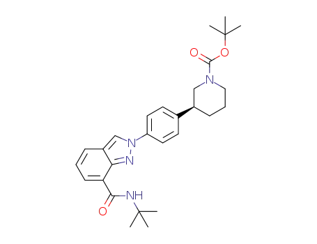 Molecular Structure of 1476776-84-7 ((S)-tert-butyl 3-(4-(7-(tert-butylcarbamoyl)-2H-indazol-2-yl)phenyl)piperidine-1-carboxylate)