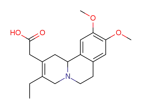 Molecular Structure of 84254-95-5 (3-ethyl-1,6,7,11b-tetrahydro-9,10-dimethoxy-4H-benzo[a]quinolizine-2-acetic acid)
