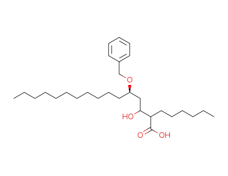 Molecular Structure of 112763-98-1 (5-(benzyloxy)-2-hexyl-3-hydroxyhexadecanoic acid)
