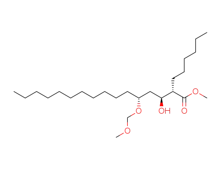 Molecular Structure of 905711-36-6 (Hexadecanoic acid, 2-hexyl-3-hydroxy-5-(methoxymethoxy)-, methyl
ester, (2S,3S,5R)-)