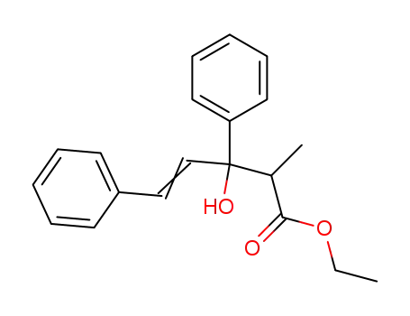 Molecular Structure of 859951-06-7 (Benzenepropanoic acid, b-hydroxy-a-methyl-b-(2-phenylethenyl)-, ethyl
ester)