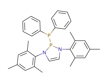 Molecular Structure of 793695-34-8 (C<sub>2</sub>H<sub>2</sub>N<sub>2</sub>(2,4,6-trimethylbenzene)PPPh<sub>2</sub>)