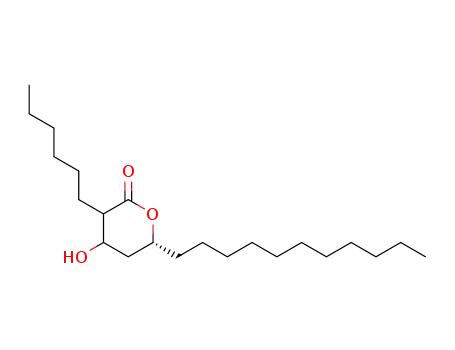 Molecular Structure of 130793-26-9 ((6R)-3-hexyl-3,4,5,6-tetrahydro-4-hydroxy-6-undecyl-2H-pyran-2-one)