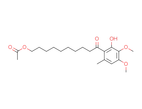 Molecular Structure of 104966-92-9 (Acetic acid 10-(2-hydroxy-3,4-dimethoxy-6-methyl-phenyl)-10-oxo-decyl ester)