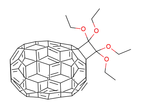 Molecular Structure of 180059-38-5 (1,9-(7171,72,72-tetraethoxycyclobutano)dihydro[70]fullerene)