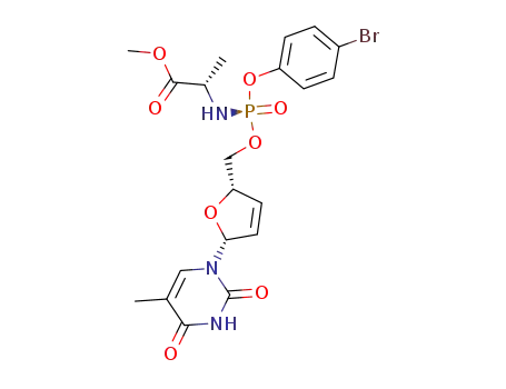 Molecular Structure of 635312-23-1 (5'-O-(3'-deoxy-2',3'-didehydrothymidinyl)-O-(4-bromophenyl)-N-[(S)-methoxyalaninyl]-phosphoramidate)