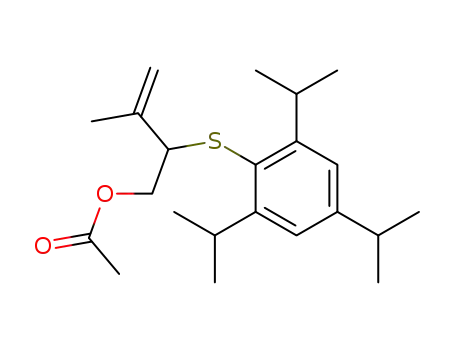 Molecular Structure of 122346-10-5 (Acetic acid 3-methyl-2-(2,4,6-triisopropyl-phenylsulfanyl)-but-3-enyl ester)