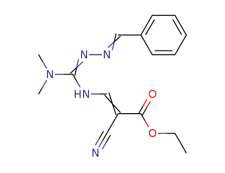 Molecular Structure of 122604-89-1 (benzaldehyde 2-cyano-2-ethoxycarbonylvinylamino(dimethylamino)methylenehydrazone)