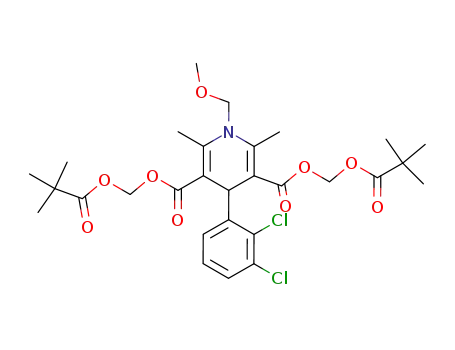 Molecular Structure of 138299-11-3 (3,5-Pyridinedicarboxylic acid,
4-(2,3-dichlorophenyl)-1,4-dihydro-1-(methoxymethyl)-2,6-dimethyl-,
bis[(2,2-dimethyl-1-oxopropoxy)methyl] ester)