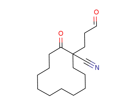 Molecular Structure of 104951-29-3 (Cyclododecanecarbonitrile, 2-oxo-1-(3-oxopropyl)-)