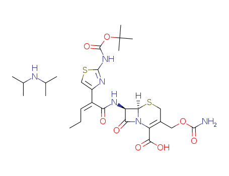 [6R-[6alpha,7beta(Z)]]-3-[[(Aminocarbonyl)oxy]methyl]-7-[[2-[2-[[(1,1-dimethylethoxy)carbonyl]amino]-4-thiazolyl]-1-oxo-2-pentenyl]amino]-8-oxo-5-thia-1-azabicyclo[4.2.0]oct-2-ene-2-carboxylic acid co