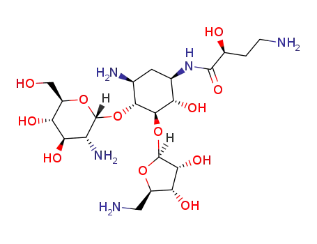 Molecular Structure of 1134188-60-5 (5-O-(5-amino-5-deoxy-β-D-ribofuranosyl)-1-N-[(S)-4-amino-2-hydroxy-butanoyl]paromamine)