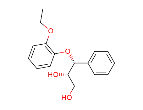 Molecular Structure of 98769-69-8 ((2RS,3RS)-3-(2-ETHOXYPHENOXY)-1,2-DIHYDROXY-3-PHENYLPROPANE)