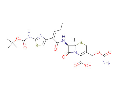 7β-<(Z)-2-(2-tert-butoxycarbonylaminothiazol-4-yl)-2-pentenoylamino>-3-carbamoyloxymethyl-3-cephem-4-carboxylic acid