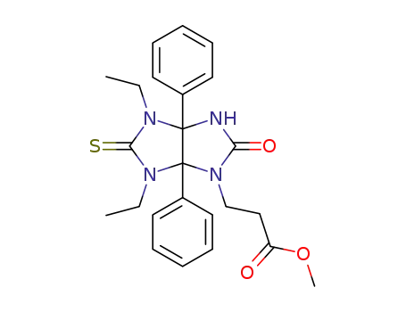 Molecular Structure of 1350618-25-5 (methyl 3-(4,6-diethyl-2-oxo-3a,6a-diphenyl-5-thioxooctahydroimidazo[4,5-d]imidazol-1-yl)propanoate)