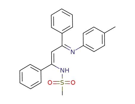 Molecular Structure of 126629-91-2 (N-{(Z)-1,3-Diphenyl-3-[(Z)-p-tolylimino]-propenyl}-methanesulfonamide)