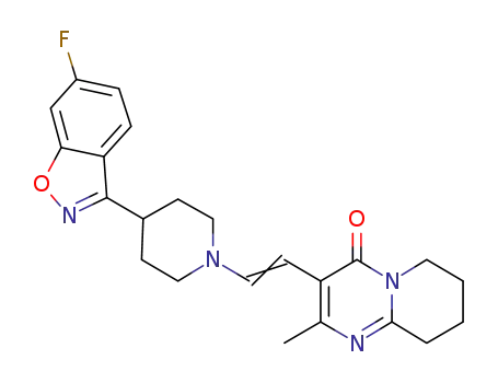 Molecular Structure of 599173-41-8 (3-{2-[4-(6-fluorobenzo[d]isoxazol-3-yl)-piperidin-1-yl]-vinyl}-2-methyl-6,7,8,9-tetrahydro-pyrido[1,2-a]pyrimidin-4-one)