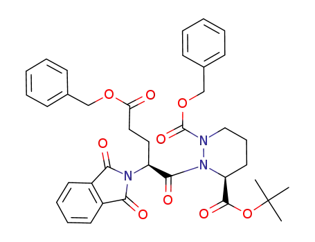 Molecular Structure of 106860-13-3 ((S)-2-[(S)-4-Benzyloxycarbonyl-2-(1,3-dioxo-1,3-dihydro-isoindol-2-yl)-butyryl]-tetrahydro-pyridazine-1,3-dicarboxylic acid 1-benzyl ester 3-tert-butyl ester)
