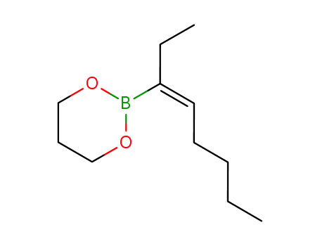 Molecular Structure of 105763-16-4 (1,3,2-Dioxaborinane, 2-(1-ethyl-1-hexenyl)-, (E)-)
