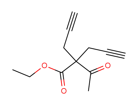 Molecular Structure of 38352-75-9 (4-Pentynoic acid, 2-acetyl-2-(2-propynyl)-, ethyl ester)