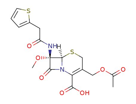 5-Thia-1-azabicyclo[4.2.0]oct-2-ene-2-carboxylicacid, 3-[(acetyloxy)methyl]-7-methoxy-8-oxo-7-[[2-(2-thienyl)acetyl]amino]-,(6R,7S)-