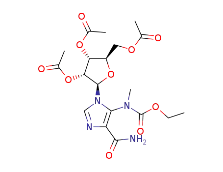 Molecular Structure of 81812-69-3 (1-(2,3,5-tri-O-acetyl-β-D-ribofuranosyl)-5-<(ethoxycarbonyl)methylamino>imidazole-4-carboxamide)