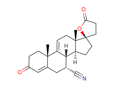 Molecular Structure of 95716-72-6 (17β-hydroxy-7α-cyano-pregna-4,9(11)-dien-3-one-21-carboxylic acid γ-lactone)