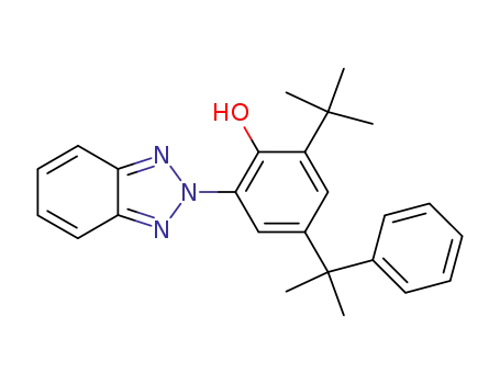 Molecular Structure of 102116-82-5 (2-(2'H-benzotrizol-2'-yl)-6-t-butyl-4-(α,α-dimethylbenzyl)phenol)