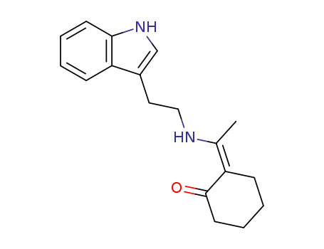 Molecular Structure of 107292-45-5 (2-<1-<<2-(1H-Indol-3-yl)ethyl>amino>ethylidene>cyclohexanone)