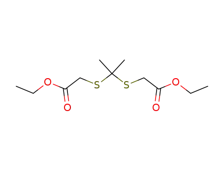 Molecular Structure of 61713-24-4 (Acetic acid, 2,2'-[(1-methylethylidene)bis(thio)]bis-, diethyl ester)