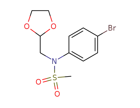 Molecular Structure of 344439-21-0 (N-(4-Bromo-phenyl)-N-[1,3]dioxolan-2-ylmethyl-methanesulfonamide)