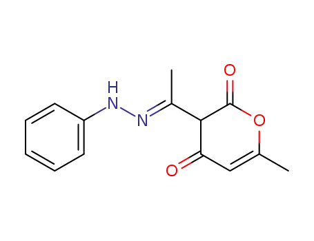 Molecular Structure of 29214-73-1 (6-methyl-3-[1-(phenyl-hydrazono)-ethyl]-pyran-2,4-dione)