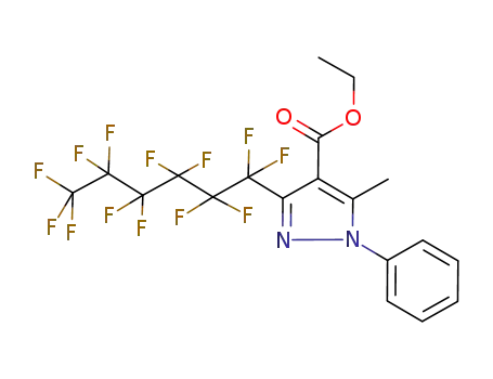 Molecular Structure of 119403-56-4 (5-Methyl-1-phenyl-3-tridecafluorohexyl-1H-pyrazole-4-carboxylic acid ethyl ester)