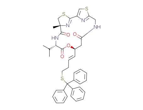 Molecular Structure of 1043577-37-2 ((5R,8S,11S)-8-isopropyl-5-methyl-11-((E)-4-(tritylthio)but-1-en-1-yl)-10-oxa-3,17-dithia-7,14,19,20-tetraazatricyclo[14.2.1.12,5]icosa-1<sup>(18)</sup>,2<sup>(20)</sup>,16<sup>(19)</sup>-triene-6,9,13-trione)